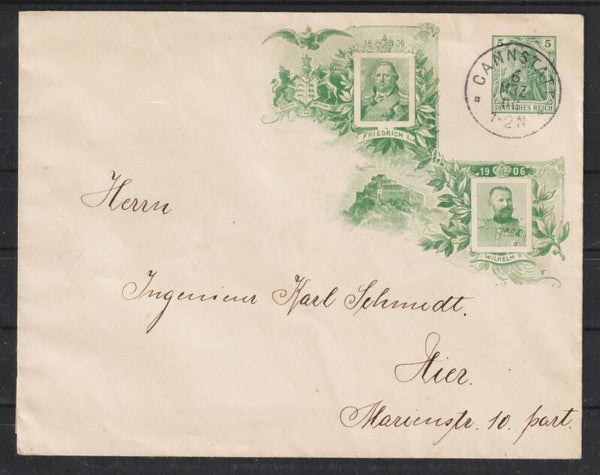 Ganzsachenumschlag, Adel Württemberg, Wilhelm II, Friedrich I  (0820)