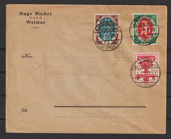 MiNr. 107-109 auf FDC, Luftpost-Stempel (0834)