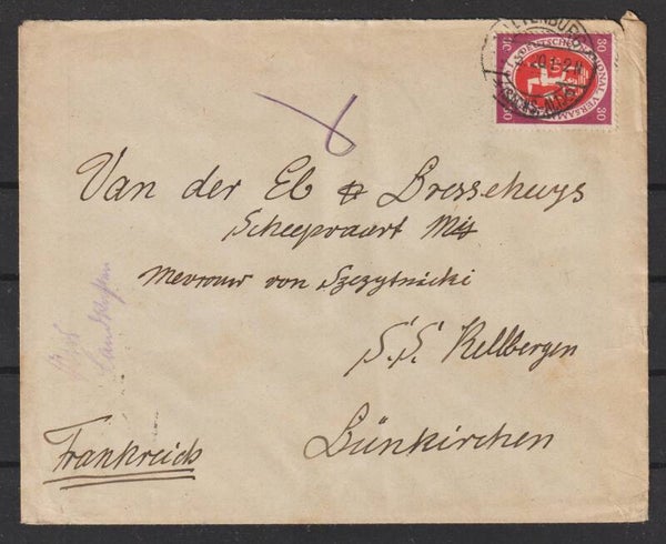 MiNr. 110 portogerechter Auslandsbrief (0835)