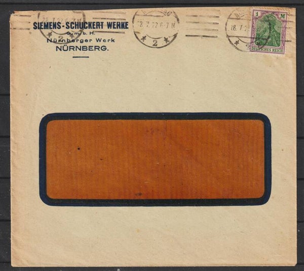 MiNr. 150 EF auf Orts-Brief Nürnberg 28.7.22  (0836)