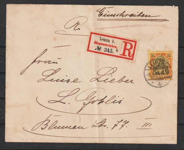 MiNr. 73 auf R-Brief von Leipzig nach Leipzig Gohlis  (0844)