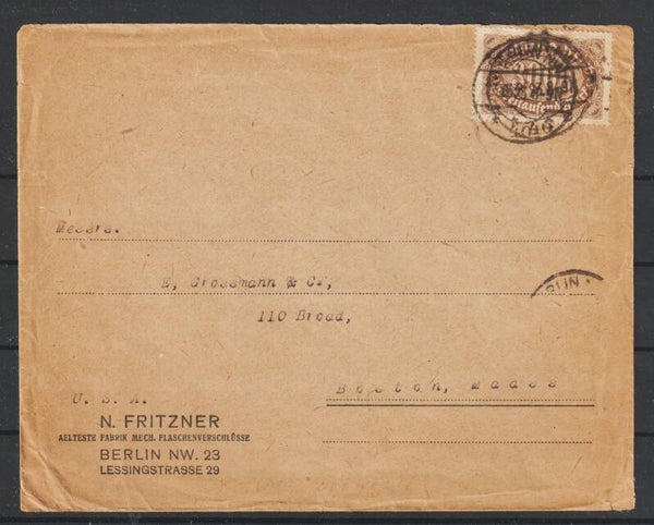 MiNr. 254 portogerechte EF auf Brief  BERLIN 23.8.23, Letzttag PP 15  (0845)