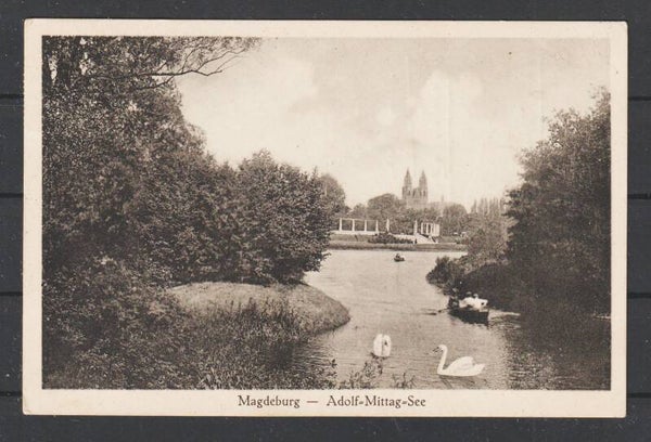 MiNr. 356 auf AK "Adolf-Mittag-See"  MAGDEBURG 1.3.25  (0854)