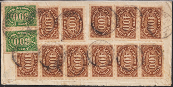 MiNr. 282, 222, 221, 262 auf Brief HERRSTEIN 3.9.23  (0856)