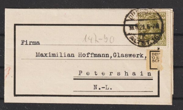 MiNr. 147 auf Falt-Brief  DRESDEN  10.8.21  (0857)
