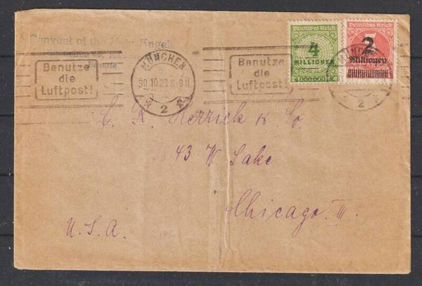 MiNr. 316 W, 312 auf Drucksache MÜNCHEN 30.10.23  (0857)