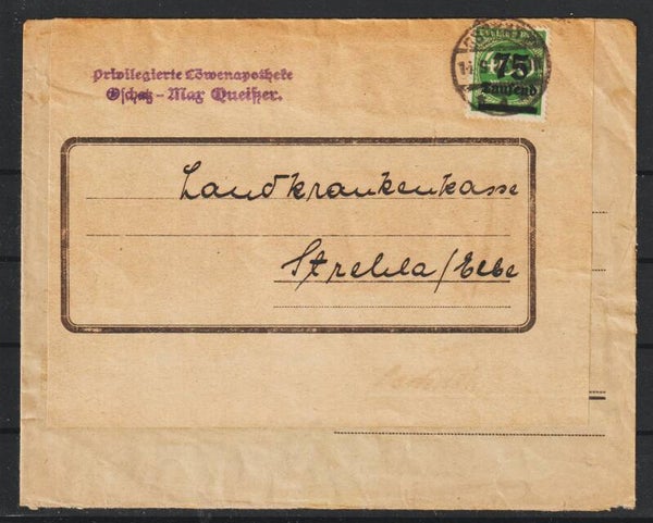 MiNr. 287 b auf Brief OSCHATZ 14.9.23, geprüft  (0864)