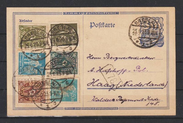 MiNr. 245 auf Postkarte BRESLAU 25.6.23  (0865)
