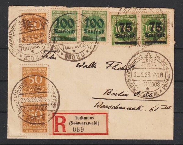 MiNr. 288, 290, 275 R-Brief  TODTMOOS 29.9.23   (0868)