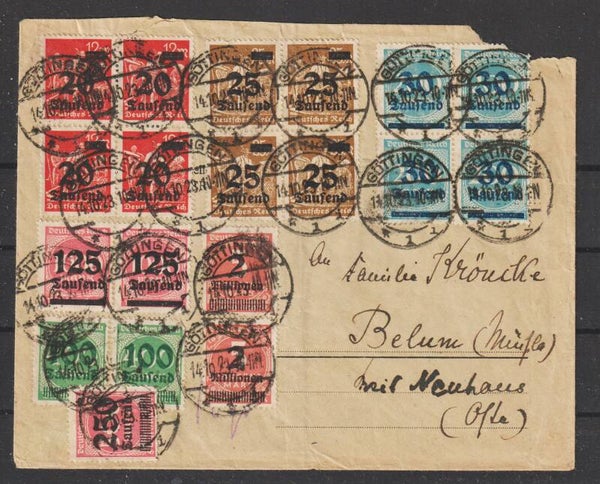 MiNr. 283 VB !, 280 VB, 285 VB Brief GÖTTINGEN 14.10.23  (0869)