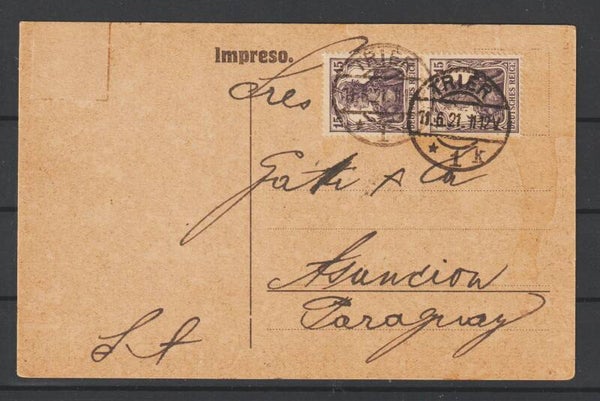 MiNr. 101 (2x) auf Postkarte TRIER 11.6.21  (0870)