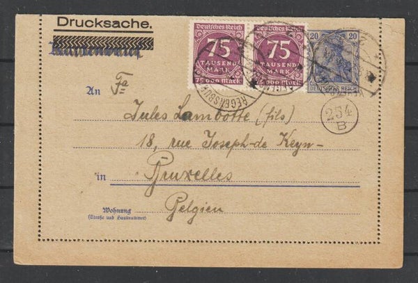 MiNr. 276 (2x) auf Drucksache REGENSBURG 28.9.23  (0871)