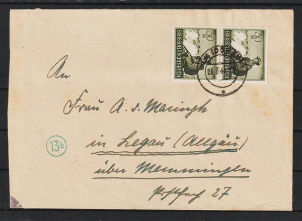 MiNr. 885 MeF auf Brief von ULM nach LEGAU über MEMMINGEN  (0873)