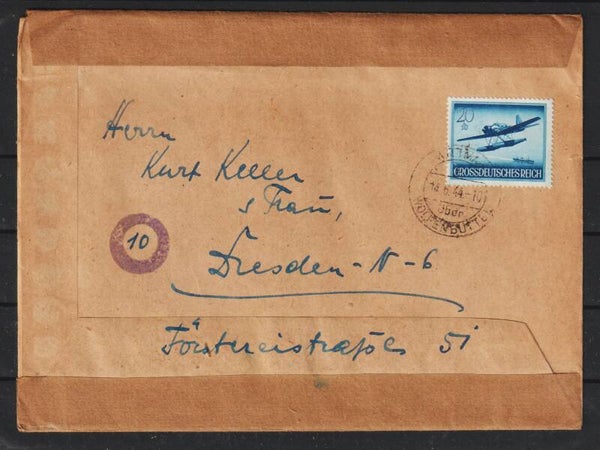 MiNr. 882 EF Brief von WITTMAR Ü. WOLFENBÜTTEL - DRESDEN (0874)