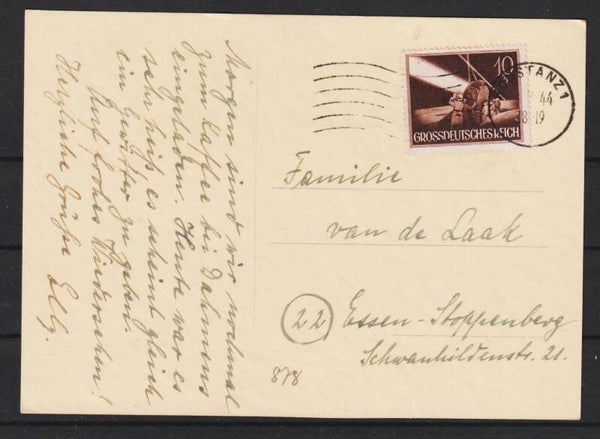 MiNr. 878 EF Postkarte, KONSTANZ - ESSEN STOPPENBERG  (0875)