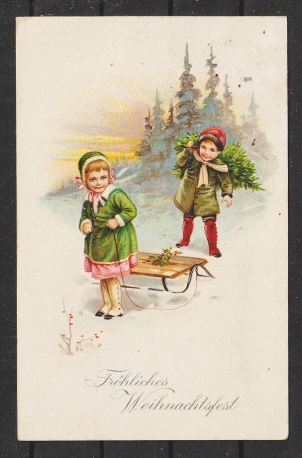 MiNr. 385 auf  Weihnachts-Postkarte HANNOVER-LINDEN 24.12.28  (0884)