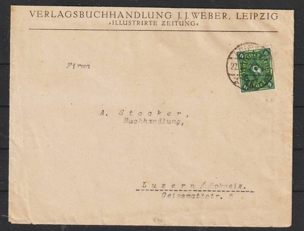 MiNr. 173 EF auf Brief "Verlagsbuchhandlung J.J.Weber" LEIPZIG 22.3.22  (0885)