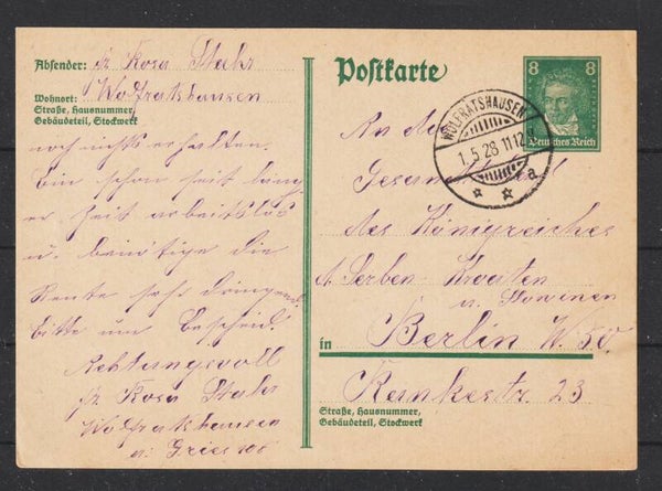 Ganzsache P 176  WOLFRATSHAUSEN 1.5.28 (0888)