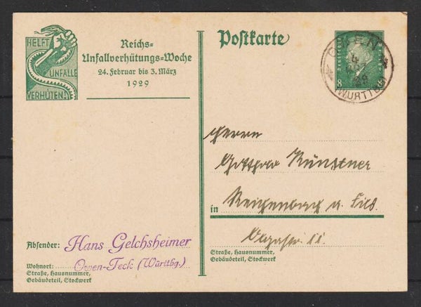 Ganzsache P 187  OWEN 4.MRZ.29  (0890)