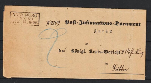 Kastenstempel NAUMBURG 30.10.1874 (0891)