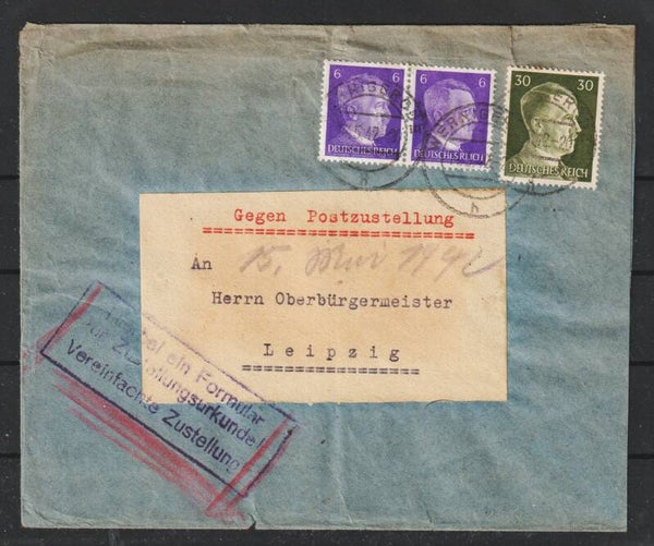 Postzustellung mit Zustellurkunde  WERNIGERODE 14.5.42  (0891)