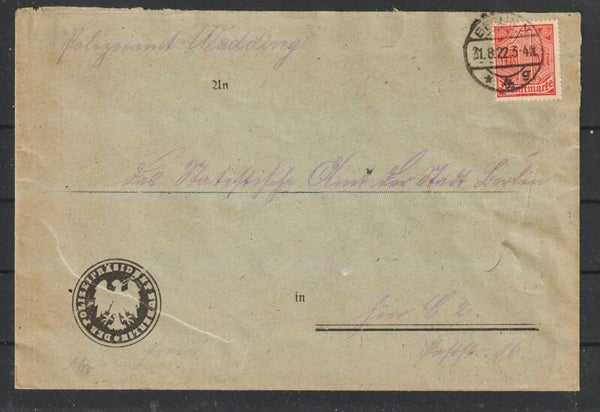 MiNr. D 30 auf Brief BERLIN 31.8.22   (0892)