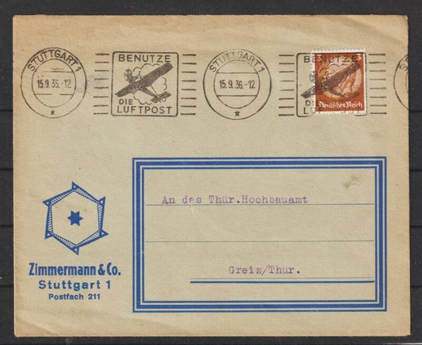 Drucksache "Zimmermann & Co," STUTTGART 15.9.36   (0894)