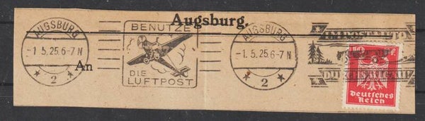 Maschinenstempel: Im Postauto durchs Allgäu, Augsburg 1.5.25  (0895)