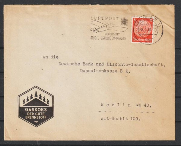 Firmenbrief "Gaskoksverkaufsgesellschaft Max Kessler" BERLIN 8.2.38  (0895)
