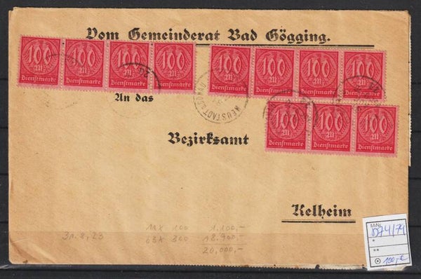 MiNr. D 74, 79 MiF auf portogerechten Dienst-Brief vom 31.8.23  (0895)