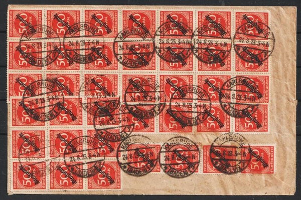 MiNr. D 81 (40x) auf Brief, KARLSRRUHE 24.8.23, Ersttag PP 16   (0896)
