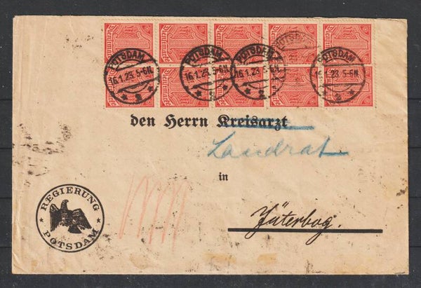 MiNr. D 30 MeF auf Brief POTSDAM 16.1.23 (0897)
