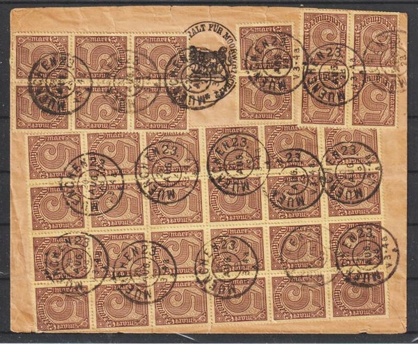 MiNr. D 33 (40x), 73 (4x) auf Brief MÜNCHEN 20.AUG.23  (0897)