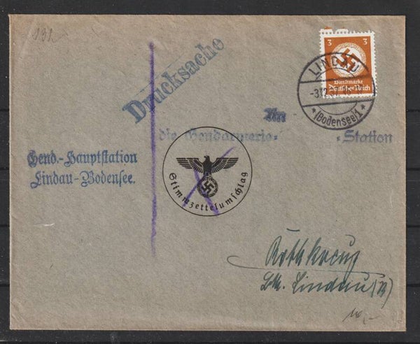 MiNr. D 132 auf Brief  LINDAU 3.12.37  (0898)