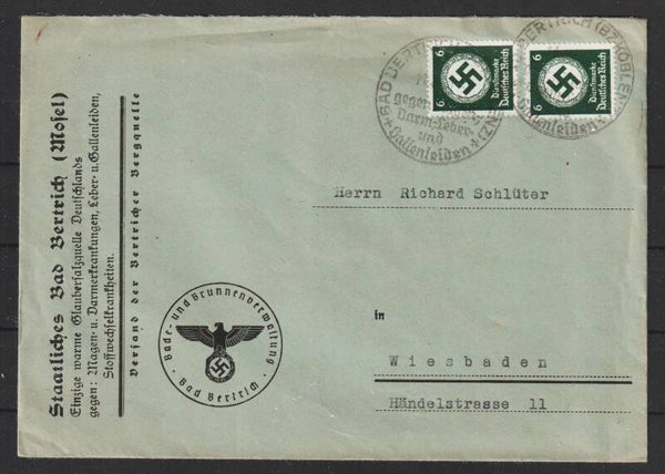 MiNr. D 135 auf Brief  BAD BERTRICH  11.8.40  (0898)