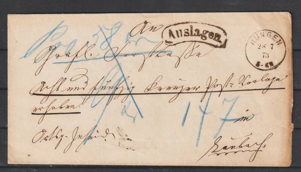 Post Auslagen Brief  HUNGEN 28.7.73   (0899)