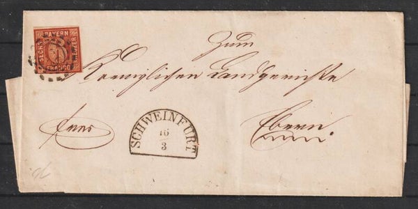 MiNr. 4 auf Brief, MRS 479, SCHWEINFURT 16.3.  (0899)