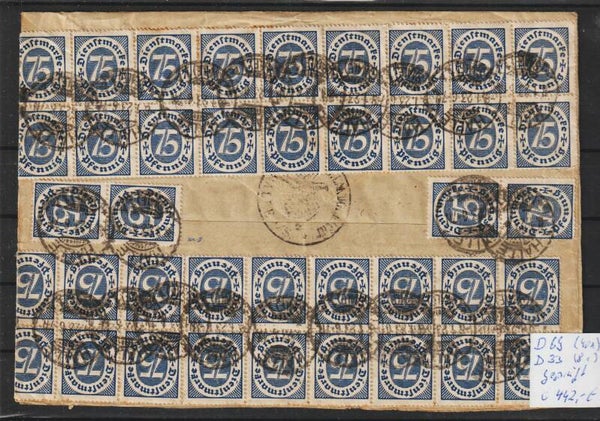 MiNr. D 69 (40x), D 33 (8x) auf Dienstbrief vom 8.1.23, geprüft  (0900)