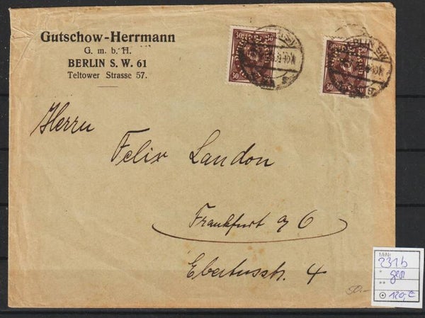 MiNr. 231 b portogerechte Drucksache, geprüft   (0905)