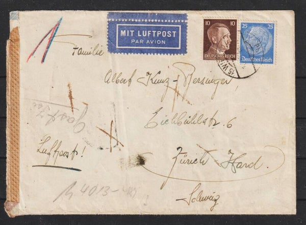 Luftpost Brief von Wien nach Zürich Schweiz 1943  (0917)