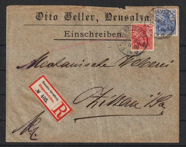 MiNr. 56, 57 Einschreiben R-Brief LANGENSALZA - ZITTAU  (0918)