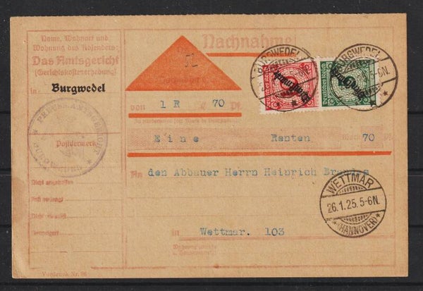 MiNr. D 100, 101 auf Nachnahmekarte  (0918)