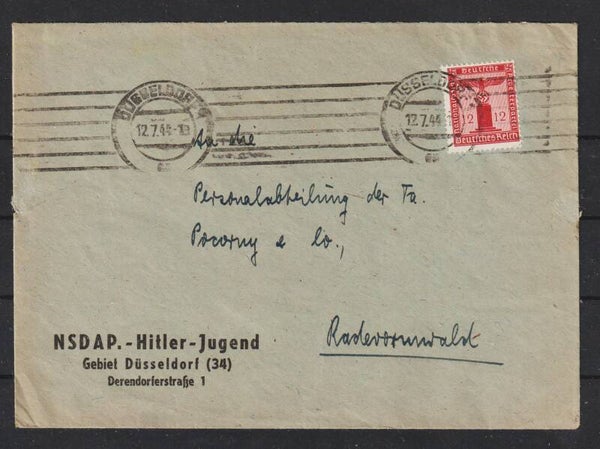 MiNr. D 161 Brief, NSDAP.-Hitler-Jugend   (0921)
