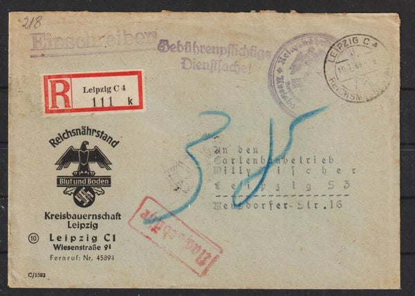 Dienstsache, Reichsnährstand Blut und Boden, Nachgebühr   (0929)