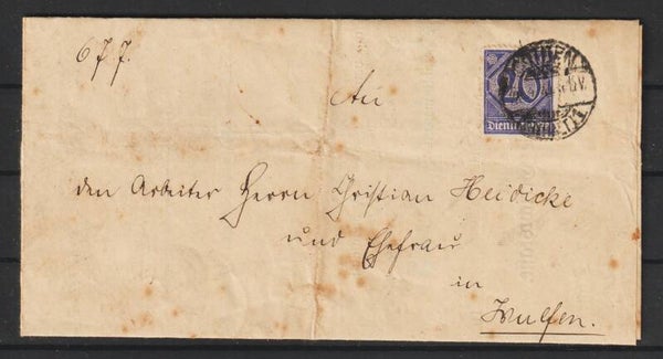 MiNr. D 26 Einzelfrankatur auf Dienstbrief (0937)