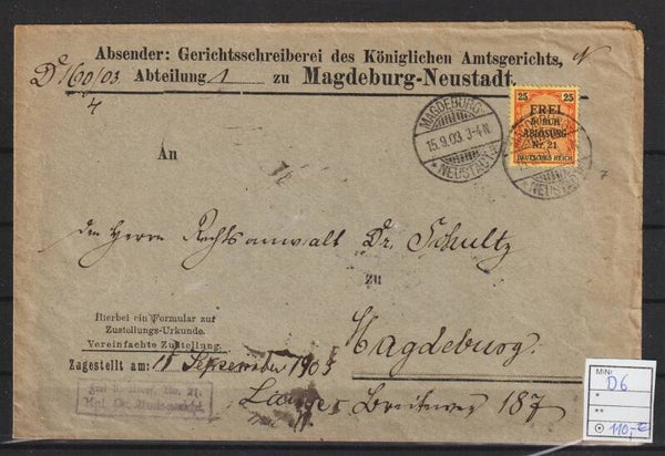 MiNr. D 6 auf Brief  (0938)