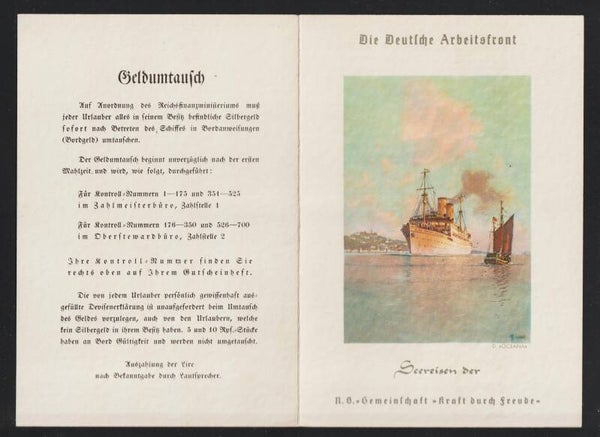 Bordkarte, MS „Oceana", Seereisen der NS Gemeinschaft "Kraft durch Freude"  (0942)