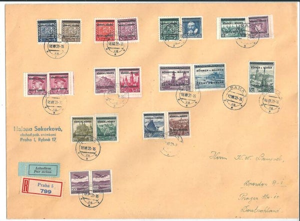 Böhmen & Mähren, B&M MiNr. 1-19 Brief, Attest Pfeiffer BPP Echt + Einwandfrei