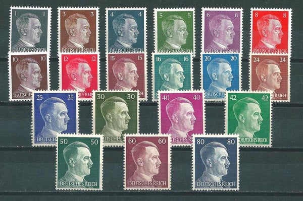 Adolf Hitler 1-80 Pfennig postfrisch **, komplett alle 19 Werte