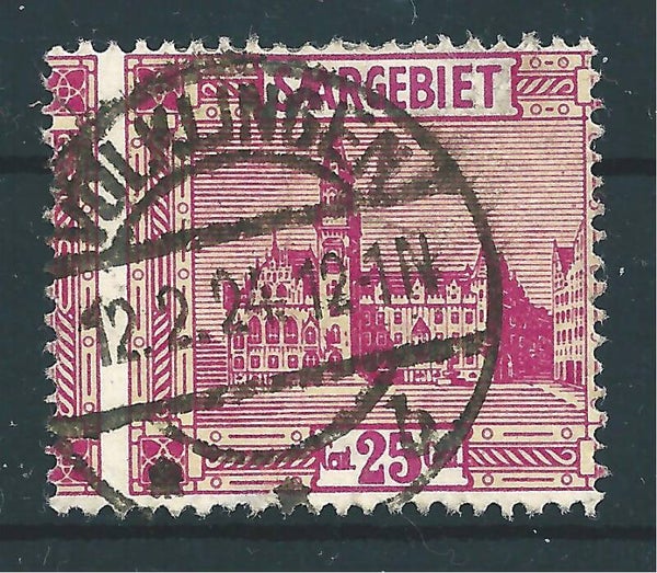 Saar MiNr. 100 gestempelt, stark verzähnt